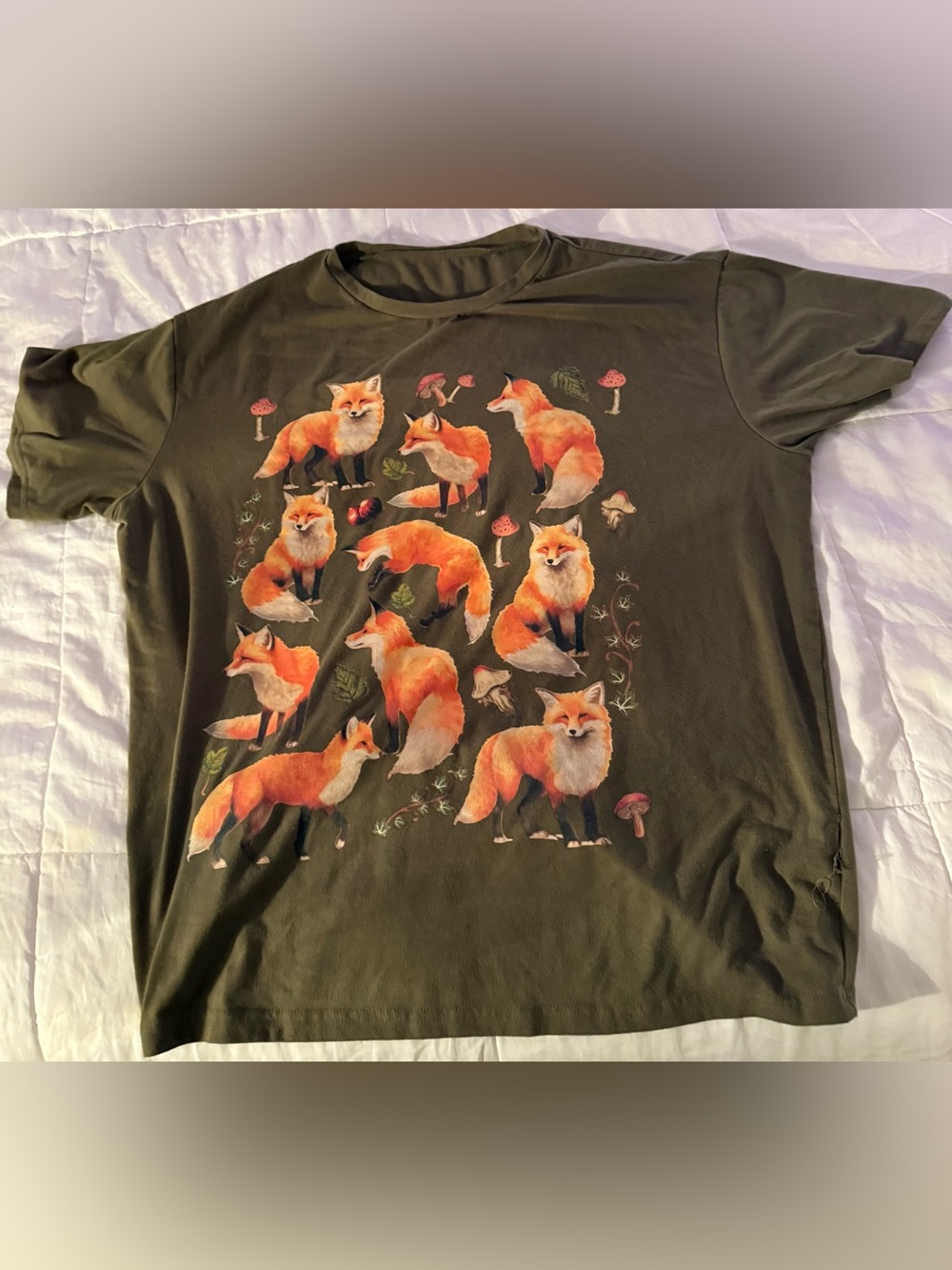 Fox Graphic Tee - Olive Green